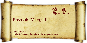 Mavrak Virgil névjegykártya